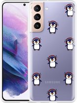 Hoesje Geschikt voor Samsung Galaxy S21 Chillin like a penguin