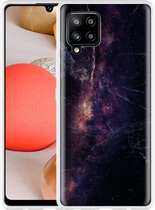 Hoesje Geschikt voor Samsung Galaxy A42 Black Space Marble