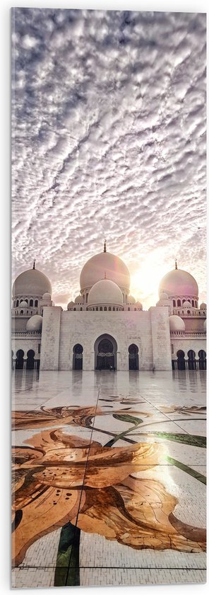 WallClassics - Acrylglas - Moskee in Abu Dhabi - Sjeik Zayed Moskee - 30x90 cm Foto op Acrylglas (Met Ophangsysteem)