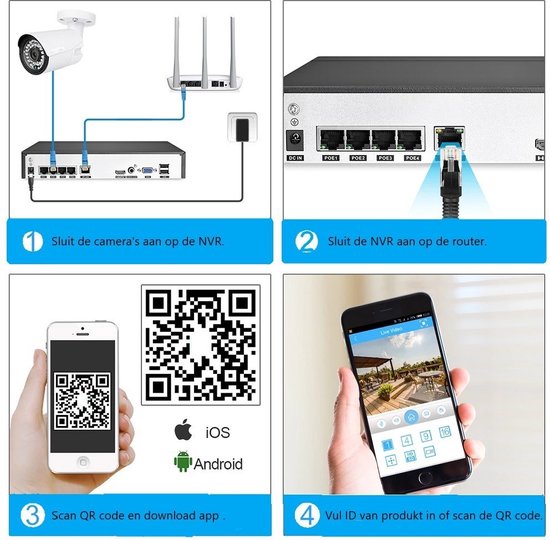 Home-Locking camerasysteem met NVR 5.0MP H265 POE met 2 dome en 2 bullet camera's 1944P 5.0MP CS-4-1406B (dome camera IP65) van Home-Locking — afbeelding 2