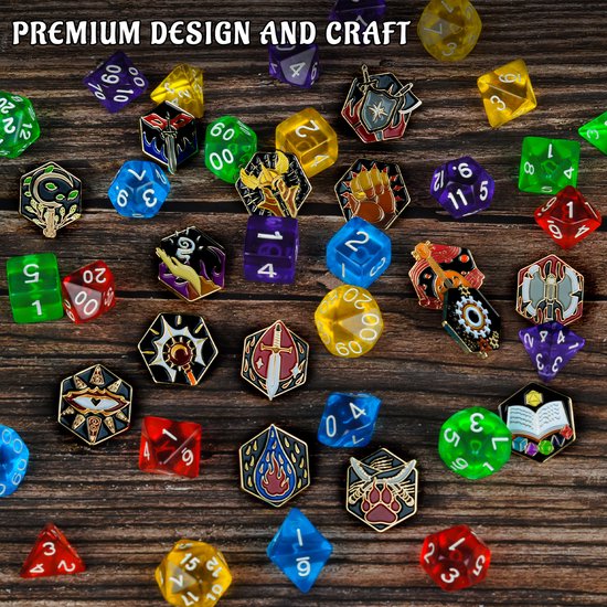 Thumbnail van een extra afbeelding van het spel D&D Character Class + DM Pins set, 15 stuks, Tabletop RPG Badges, Collection for Dungeons and Dragons, Dungeon Master and D&D Player