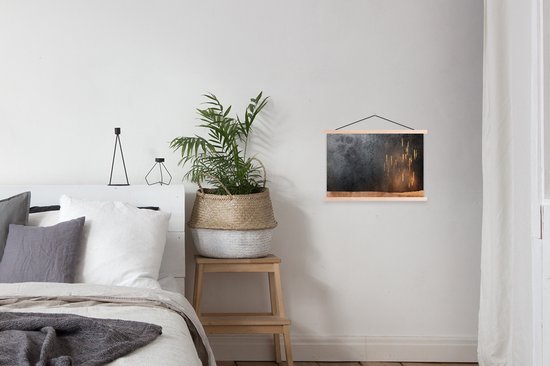 Posterhanger incl. Poster 60x40 cm - Schoolplaat - Abstract - Goud - Design - Textielposter - Blanke latten