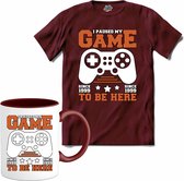 I Paused My Game To Be Here | Gamen - Hobby - Controller - T-Shirt met mok - Unisex - Burgundy - Maat 3XL