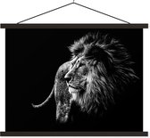 Porte-affiche avec affiche - Affiche scolaire - Animaux - Animaux - Lion - Zwart - Wit - 60x45 cm - Lattes noires