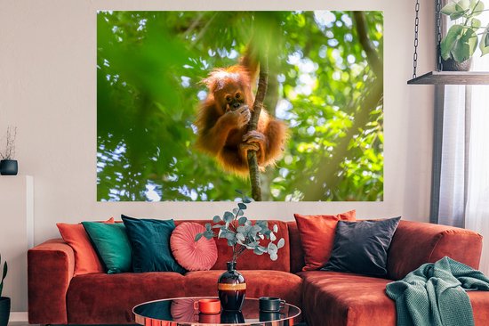 Gros plan d'un singe dans un arbre 180x120 cm XXL / Groot format!