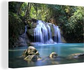 Roches sous les chutes d'eau du parc national d'Erawan Toile 140x90 cm - Tirage photo sur toile (Décoration murale salon / chambre)