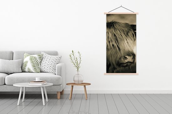 Porte-affiche avec affiche - Affiche scolaire - Highlander écossais - Animaux - Cheveux - 90x180 cm - lattes vierges