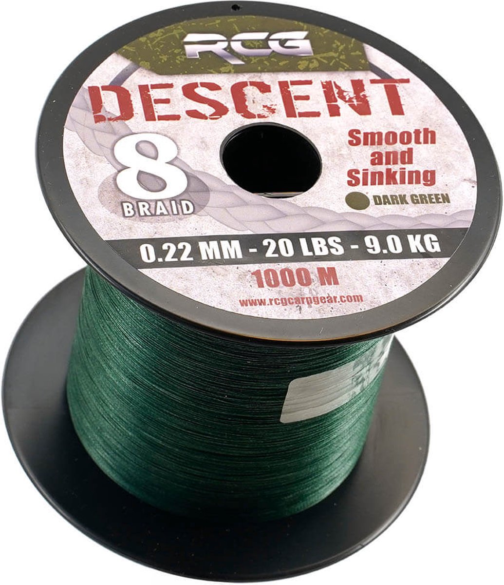 Vislijn Descent – Gevlochten Vislijn – Groen – 20 LBS – 0,22 mm – Zinkend & Rekloos Hoofdlijn - Visdraad