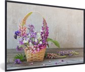 Cadre photo avec poster - Panier - Fleurs - Nature morte - 60x40 cm - Cadre poster