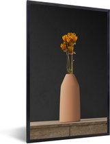 Fotolijst incl. Poster - Bloemen - Oranje - Stilleven - 60x90 cm - Posterlijst
