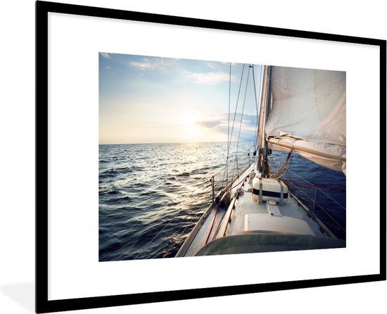 Fotolijst incl. Poster - Zee - Zeilboot - Zon - 90x60 cm - Posterlijst