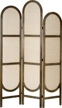 LW Collection Kamerscherm bruin hout - kamerschermen 3 panelen - rond en inklapbaar - decoratieve en moderne scheidingswand 170x120cm - paravent kant en klaar