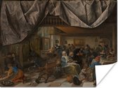 Leven van de mens - Schilderij van Jan Steen Poster 40x30 cm - klein - Foto print op Poster (wanddecoratie woonkamer / slaapkamer)