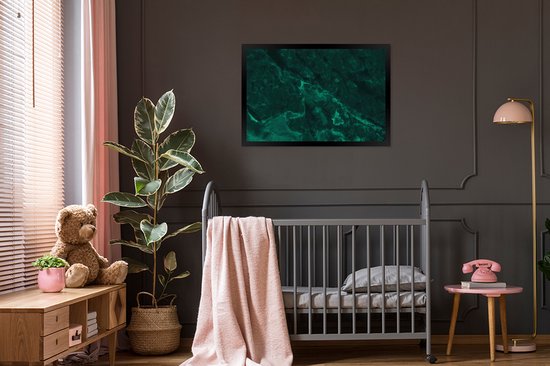 Cadre photo avec affiche - Marbre - Lime - Vert - Structure - Aspect marbre - 120x80 cm - Cadre pour affiche