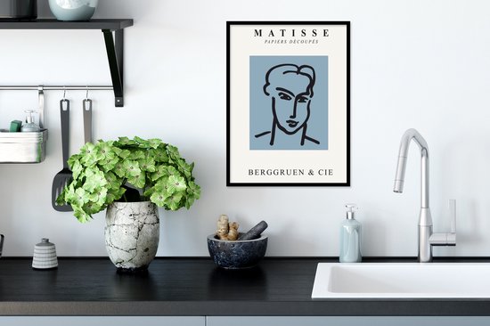Cadre photo avec affiche - Portrait - Homme - Blauw - Art - Henri Matisse - 30x40 cm - Cadre pour affiche