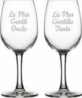 Witte wijnglas gegraveerd - 26cl - Le Plus Gentil Oncle & La Plus Gentille Tante