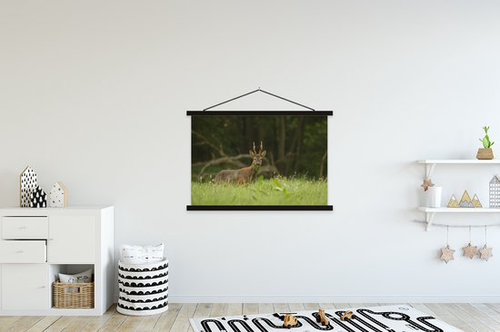 Affiche textielposter cerf pâturage lattes noires 120x80 cm