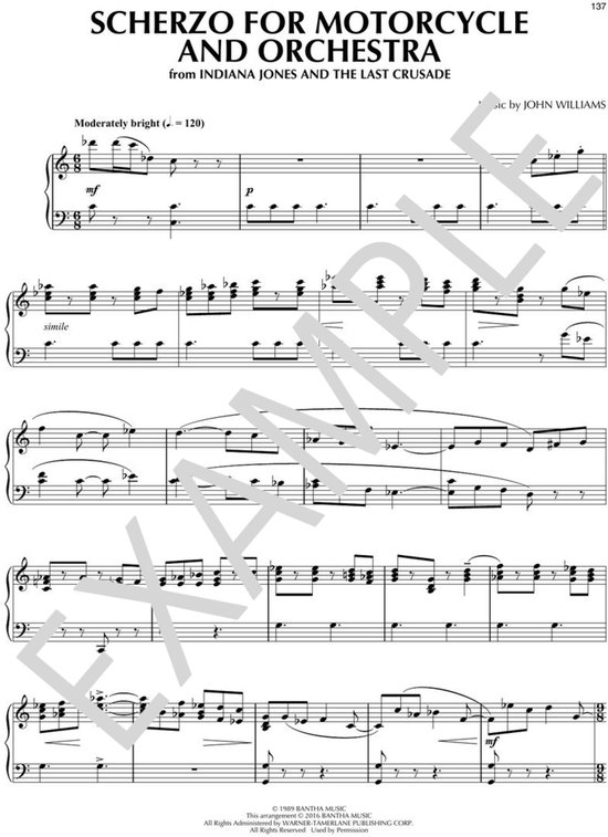 Muziekblad 'Scherzo for Motorcycle and Orchestra', uit Indiana Jones.
