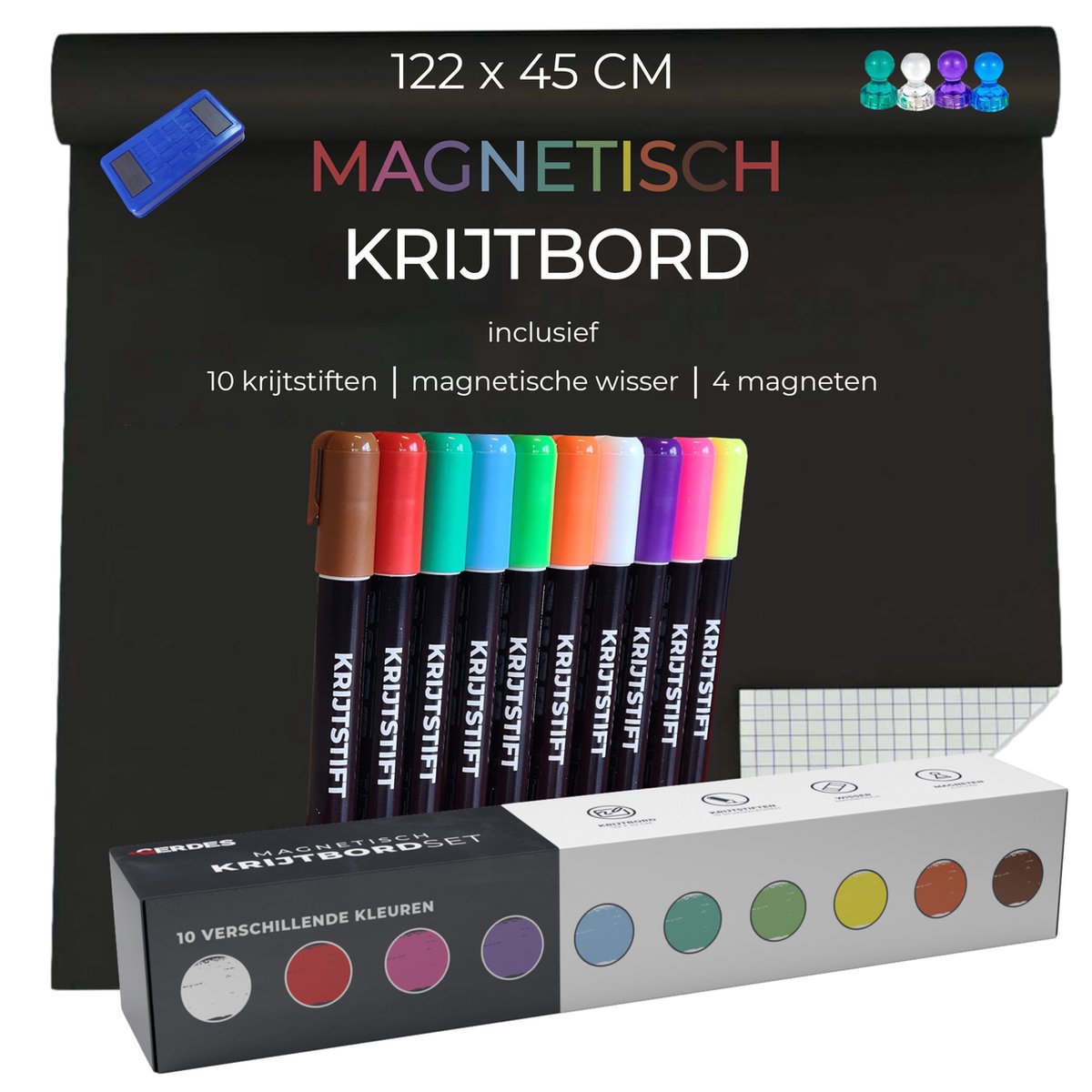 Omgekeerde Vestiging uitzondering Krijtbord Sticker met 10 Krijtstiften, Wisser en Magneten - Blackboard -  Krijtsticker... | bol.com