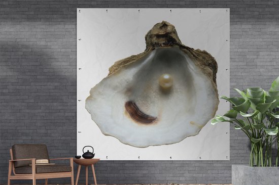 Tuin poster Een parel in een oester - 200x200 cm - Tuindoek