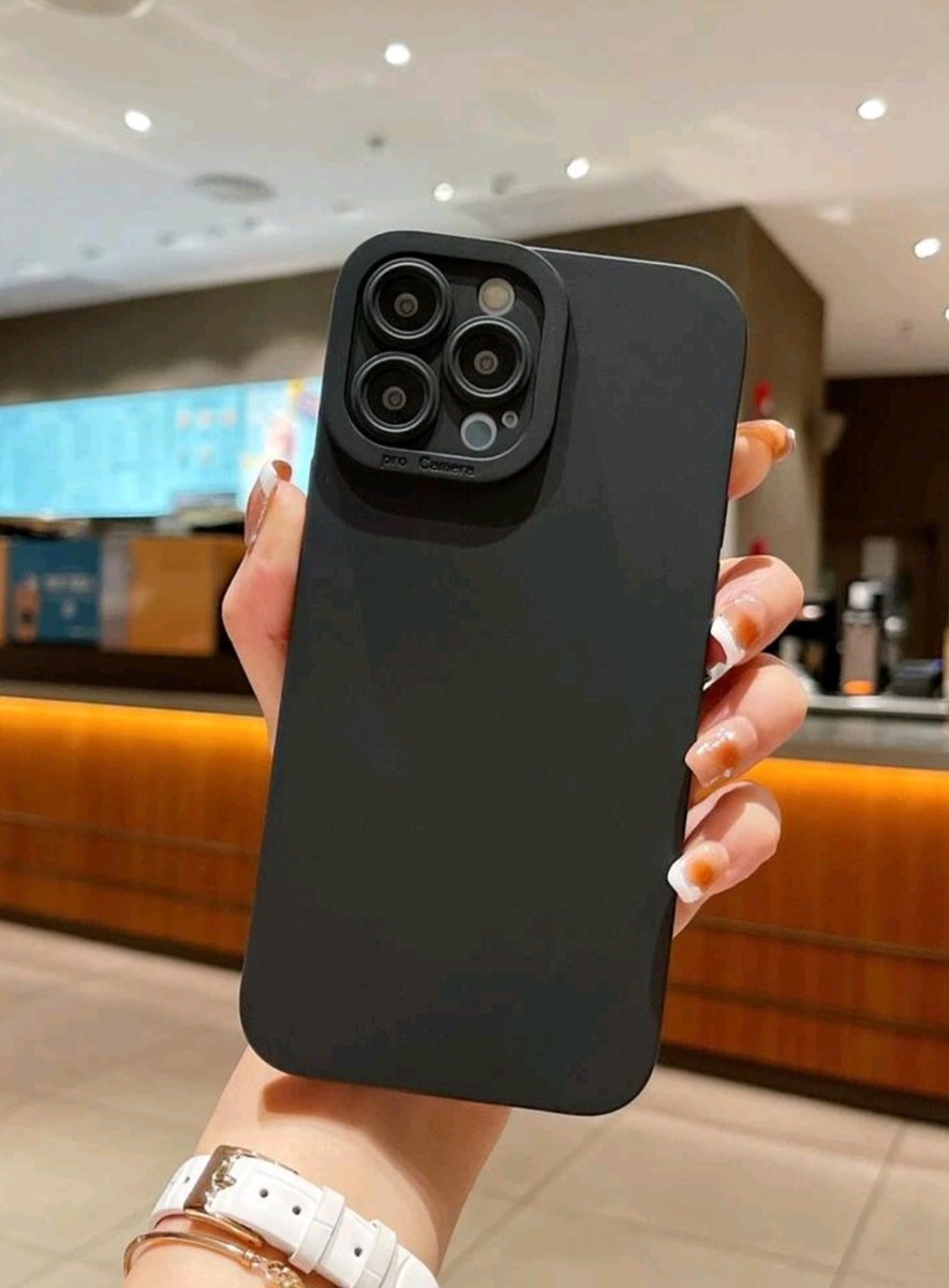 iPhone 13ProMax - Luxe Back Cover - Rubber Case - Camera Protector - Beeldscherm Protector - Zwart