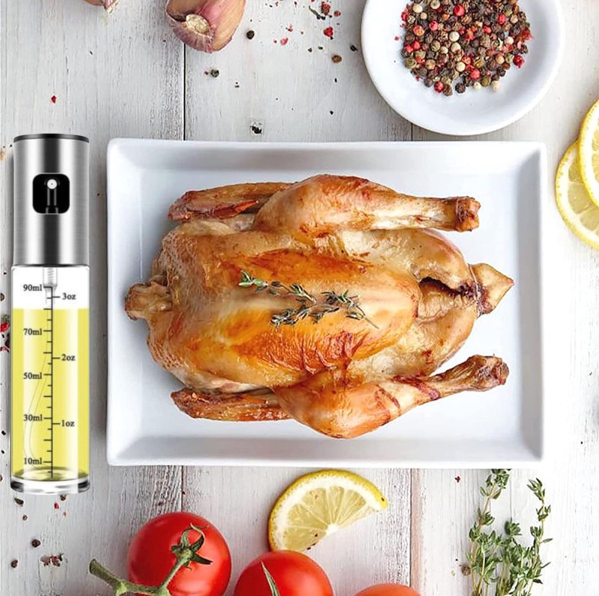 Olijfolie Sprayer - 100ML - Cooking Spray - Glas - Zilver