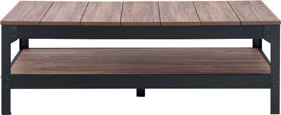 CALICOSY - Salontafel van zwart metaal en hout - L117cm