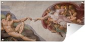 Wanddecoratie buiten De schepping van Adam - Schilderij van Michelangelo - 160x80 cm - Tuindoek - Buitenposter