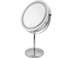 foto van Zoiets als dit..  TechU™ Make-upspiegel met Ingebouwd. Zoiets als op plaatjeLicht – 1 Normale Spiegel & 1 Vergroot Spiegel tot 10x – 360 graden Rotatie – 32.5*13.5 cm – Zilver