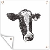 Tuinposters Een stippel illustratie van het portret van een koe - 50x50 cm - Tuindoek - Buitenposter