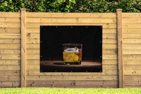 Décoration murale extérieure Whisky - Alcohol - Glas - 160x120 cm - Toile de jardin - Affiche extérieure
