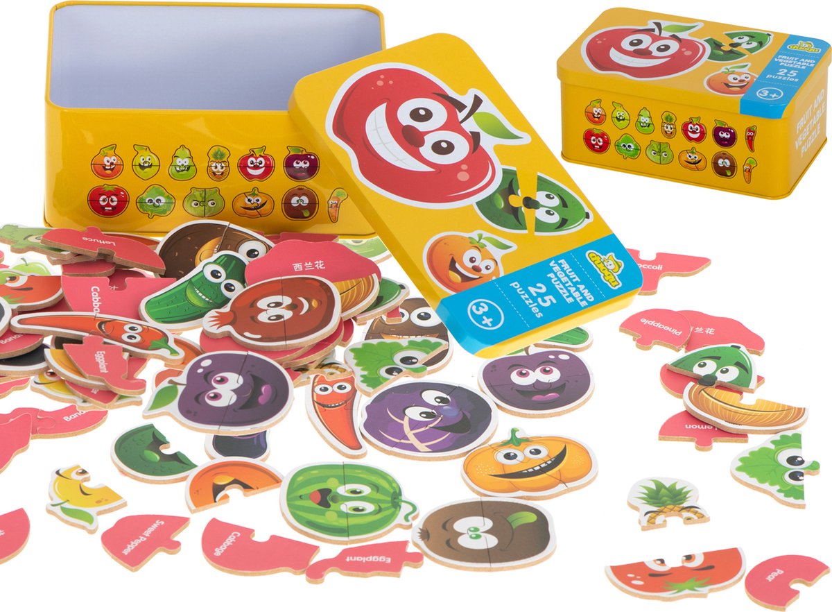 Educatieve Puzzel voor Kinderen: Fruit & Groenten - 50 Stuks in Blik