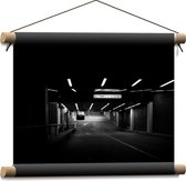 WallClassics - Affiche textile - Pakeergarage - Zwart Wit - 40x30 cm Photo sur Textile