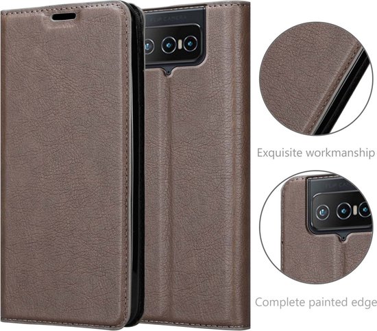 Coque Cadorabo pour Asus ZenFone 8 FLIP COFFEE BROWN - Pochette de protection à fermeture aimantée