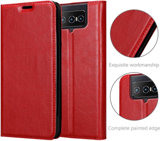 Coque Cadorabo pour Asus ZenFone 8 FLIP ROUGE POMME - Pochette de protection à fermeture aimantée