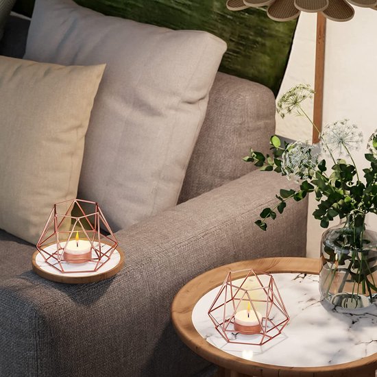 Heytea 2 Stuks Kleine Metalen Zeshoekige Geometrische Kandelaar Theelichthouder Voor Bruiloft Feesten Of Home Decor Glod