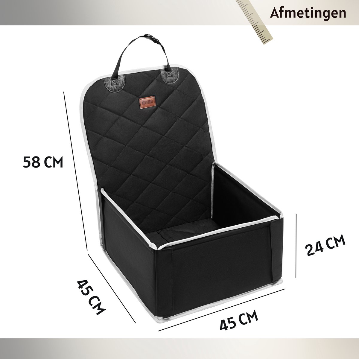 Autostoel Hond - Hondenmand Auto - Hondenstoel Auto - Zwart met Wit - 45cm x 45cm – foto 8