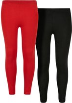 Urban Classics Kinder Legging - Kids 158/164 - Jersey 2-Pack Rouge/ Zwart