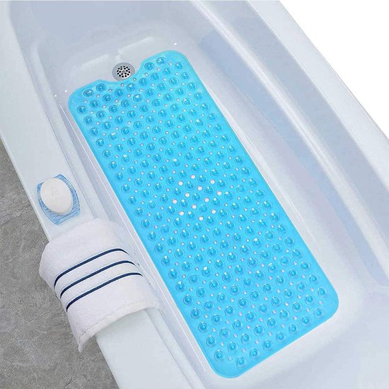 Badmat, pvc-schuim, badkussen, wit, full-body, badkussen, antislip, spa, badmat met zuignappen, 36 x 125 x 0,5 cm, zacht ademend badmatraskussen