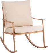 J-Line schommelstoel - metaal/textiel - wit/naturel