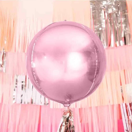 PARTYDECO - Ronde lichtroze metallic aluminium ballon - Decoratie > Ballonnen