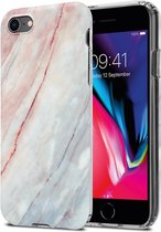 Cadorabo Hoesje geschikt voor Apple iPhone 7 / 7S / 8 / SE 2020 in Roze Wit Marmer No. 21 - Beschermhoes gemaakt van TPU siliconen Case Cover met mozaïek motief