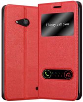 Cadorabo Hoesje geschikt voor Nokia Lumia 550 in SAFRAN ROOD - Beschermhoes met magnetische sluiting, standfunctie en 2 kijkvensters Book Case Cover Etui