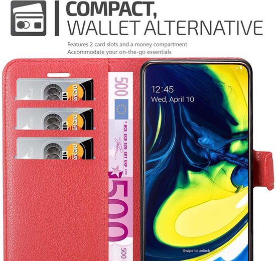 Étui Cadorabo pour Samsung Galaxy A80 / A90 4G en ROUGE CARMINE - Housse de protection avec fermeture magnétique, fonction support et poche pour cartes Book Case Cover Etui