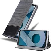 Cadorabo Hoesje geschikt voor LG Q6 / G6 MINI in GRIJS ZWART - Beschermhoes met magnetische sluiting, standfunctie en kaartvakje Book Case Cover Etui