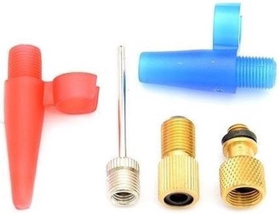 Klassieke fietspomp met houten plank inclusief 5-delige nippelset - Fietsaccessoires fietsband oppompen - Staande fietsbandenpomp - Fietspompen - Geschikt voor alle ventielen — afbeelding 3