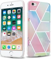 Cadorabo Hoesje voor Apple iPhone 6 / 6S in Regenboog Marmer No. 11 - Beschermhoes gemaakt van TPU siliconen Case Cover met mozaïek motief