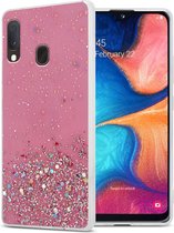 Cadorabo Hoesje geschikt voor Samsung Galaxy A10e / A20e in Roze met Glitter - Beschermhoes van flexibel TPU silicone met fonkelende glitters Case Cover Etui
