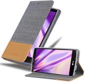 Cadorabo Hoesje geschikt voor LG G4 / G4 PLUS in LICHTGRIJS BRUIN - Beschermhoes met magnetische sluiting, standfunctie en kaartvakje Book Case Cover Etui
