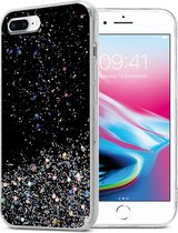 Cadorabo Hoesje geschikt voor Apple iPhone 7 PLUS / 7S PLUS / 8 PLUS in Zwart met Glitter - Beschermhoes van flexibel TPU silicone met fonkelende glitters Case Cover Etui